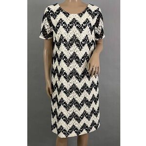 Talbots Floral Lace Crochet Chevron Dress Black White Women’s Size 10P